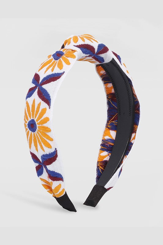 Euless Embroidered Sun Flower Headband