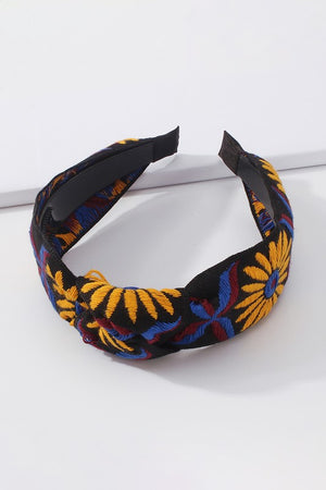 Euless Embroidered Sun Flower Headband