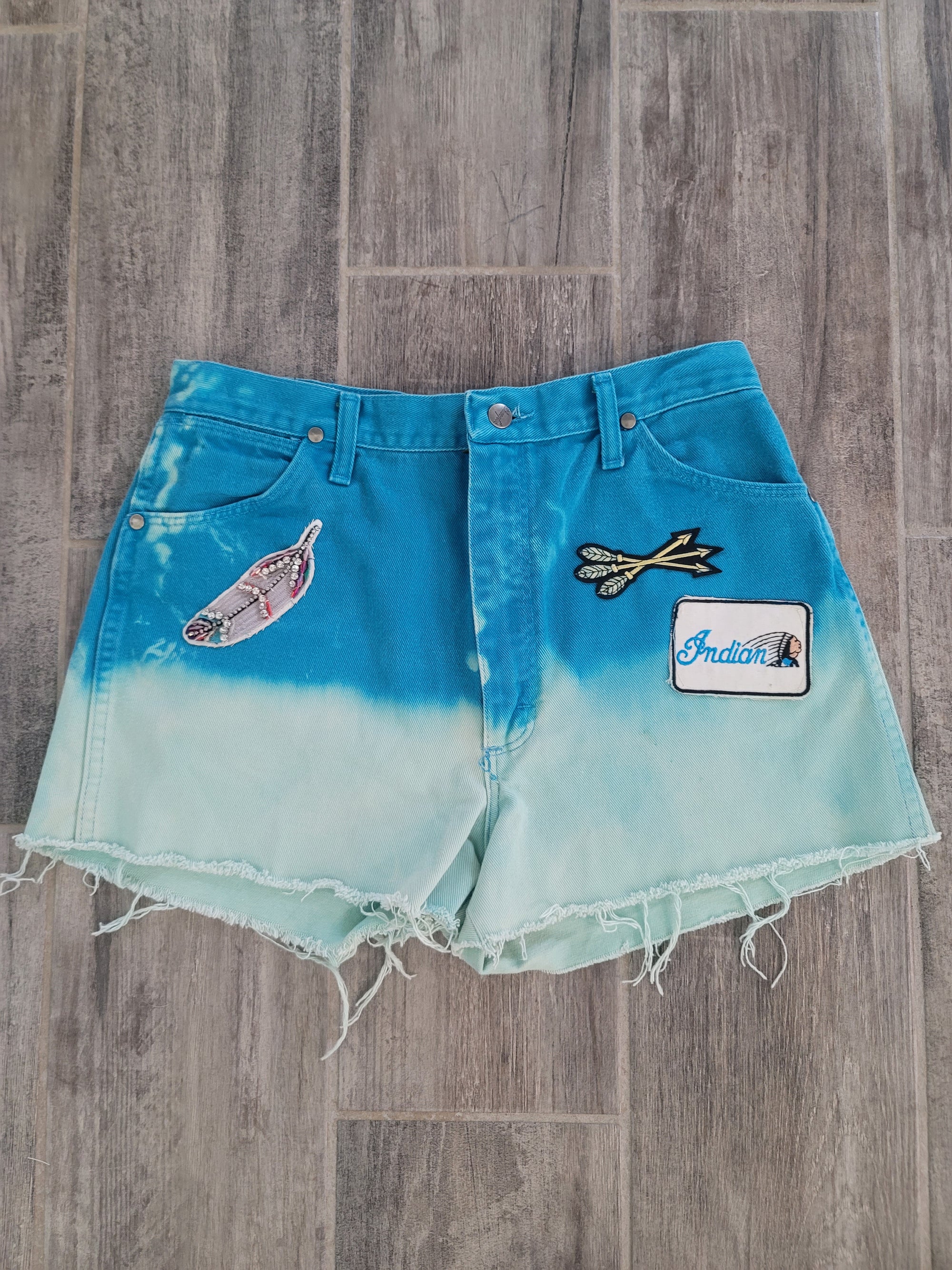 Indian Patched Cut off Denim Shorts