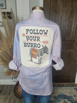 Follow Your Burro Striped Button Up