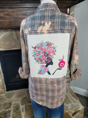 Flower Girl Plaid Button Up