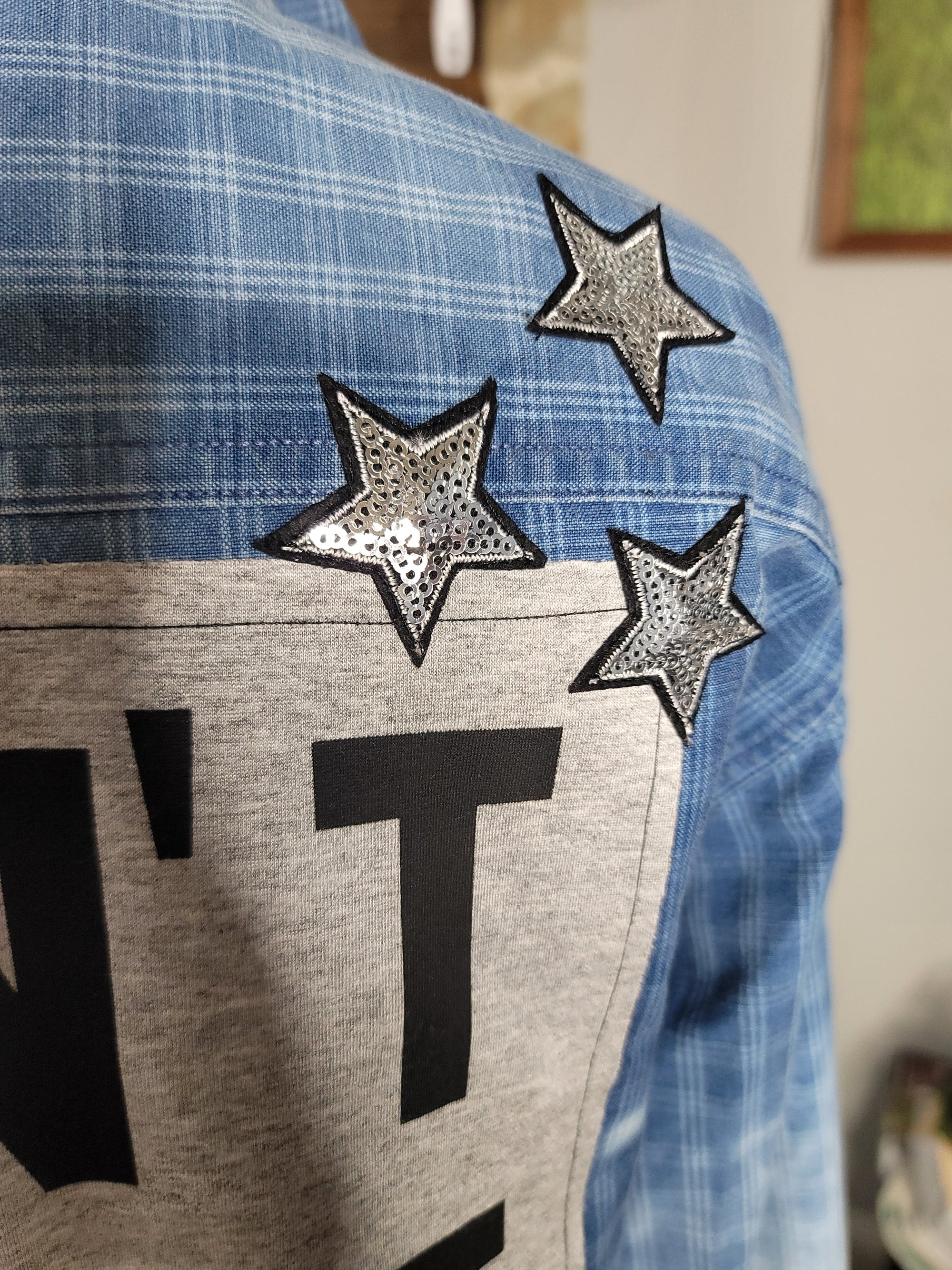 Sparkle Patched Button Up