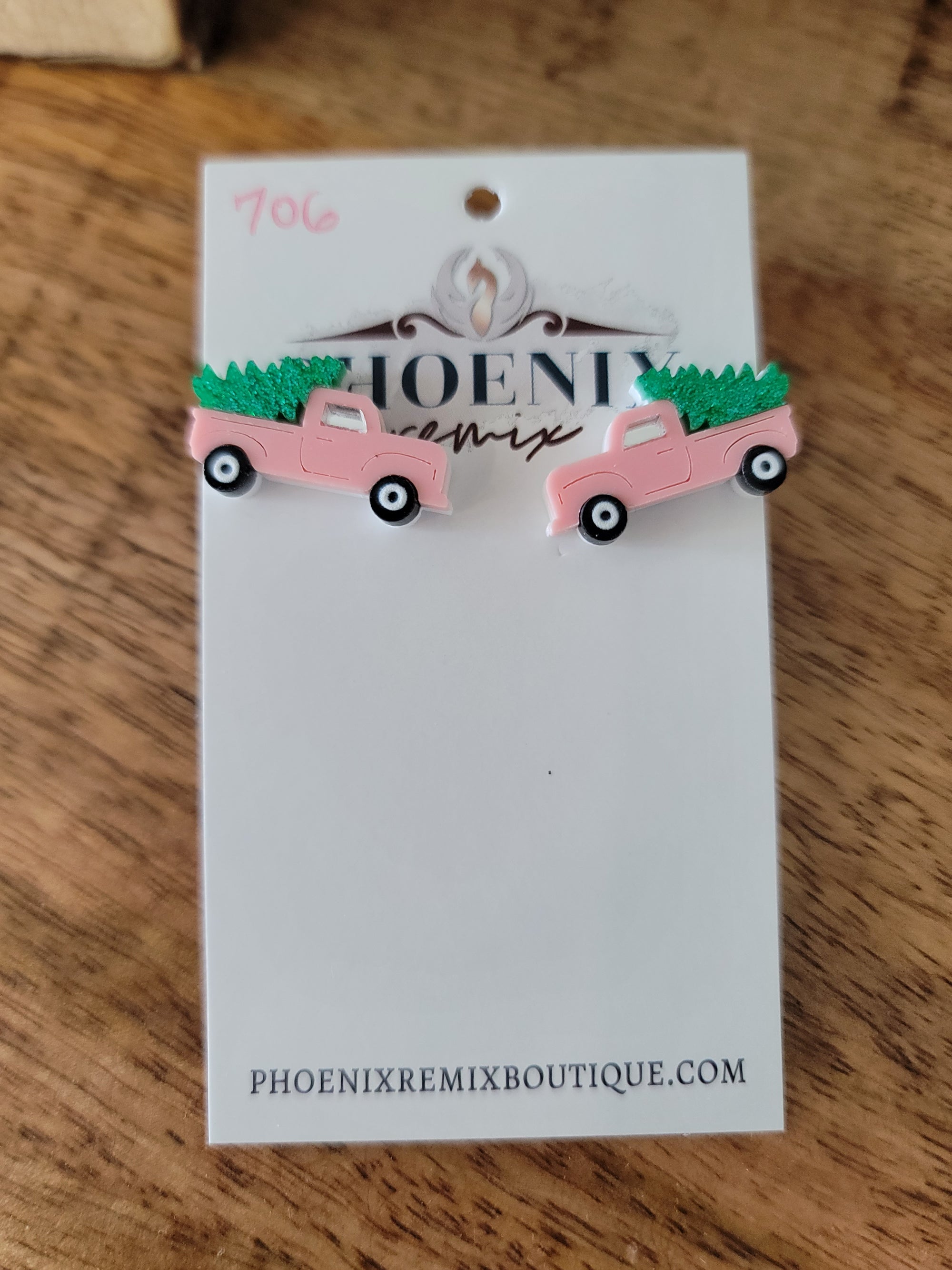 Pink Truck Earrings