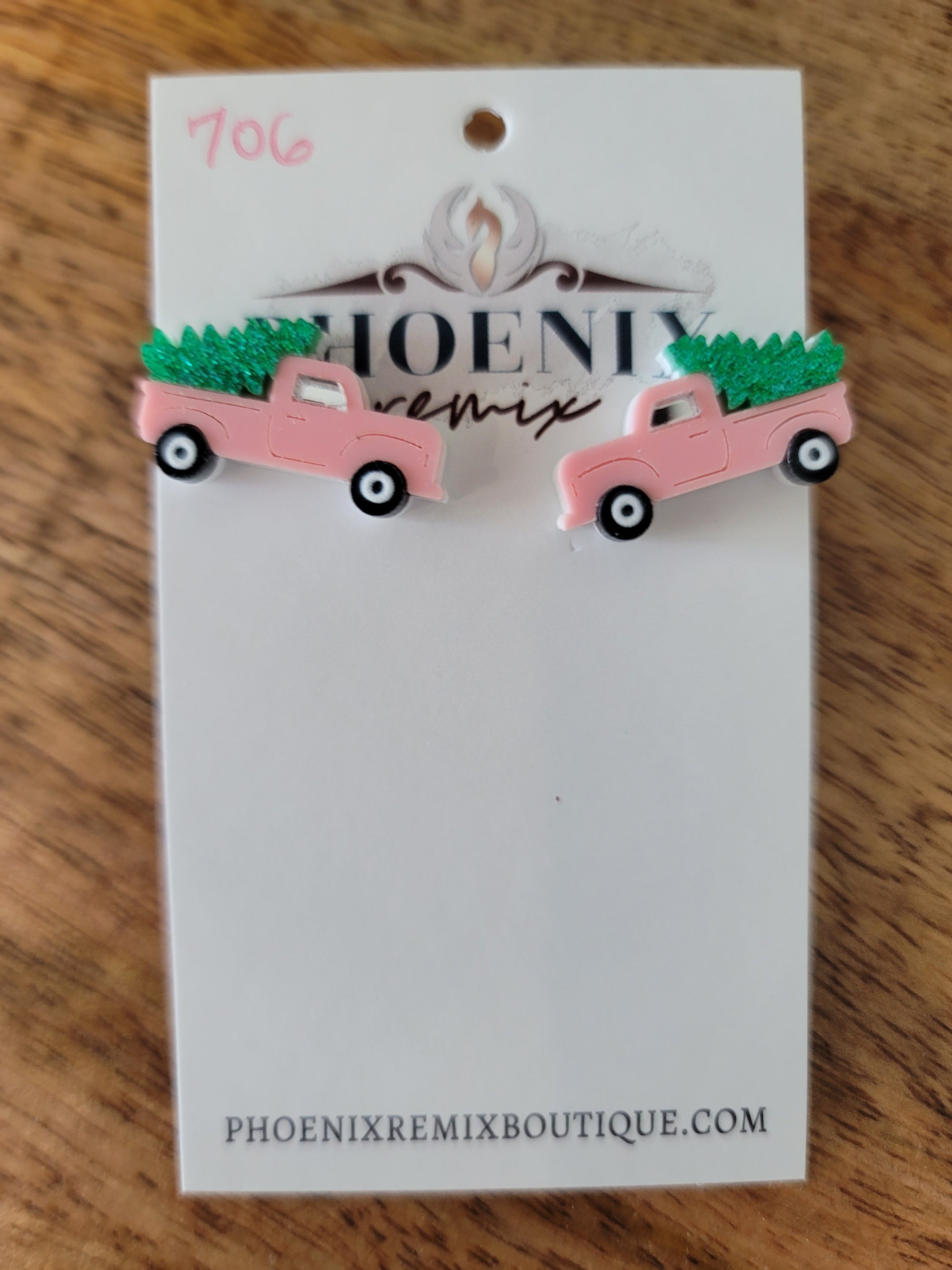 Pink Truck Earrings