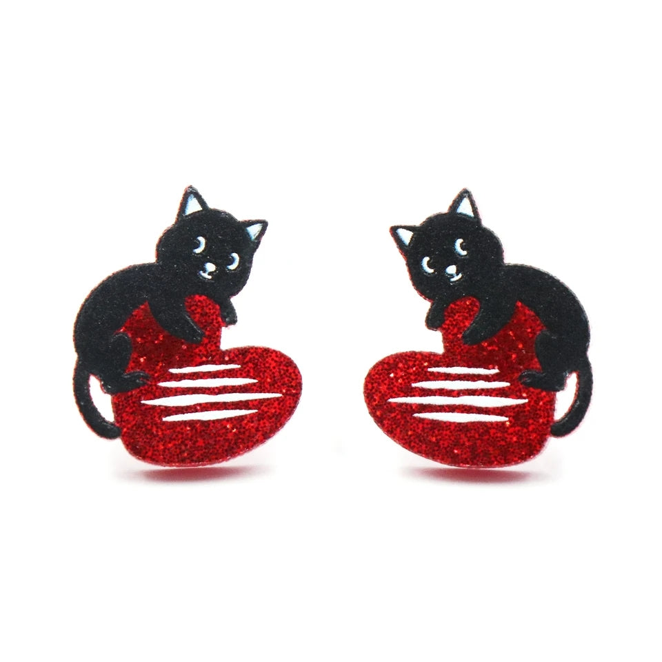 Kitty Heart Earrings