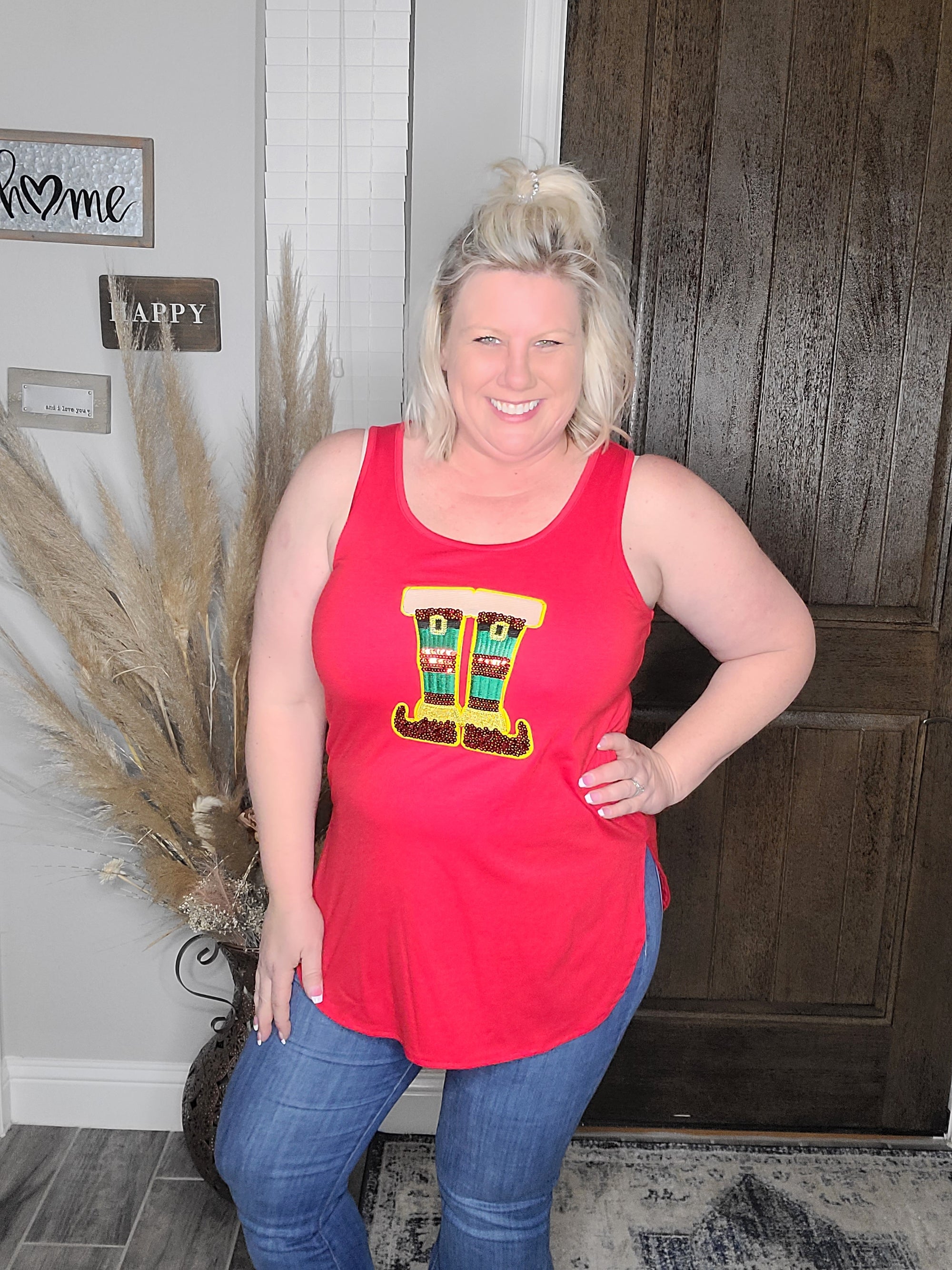 Elf Sequin Red Tank