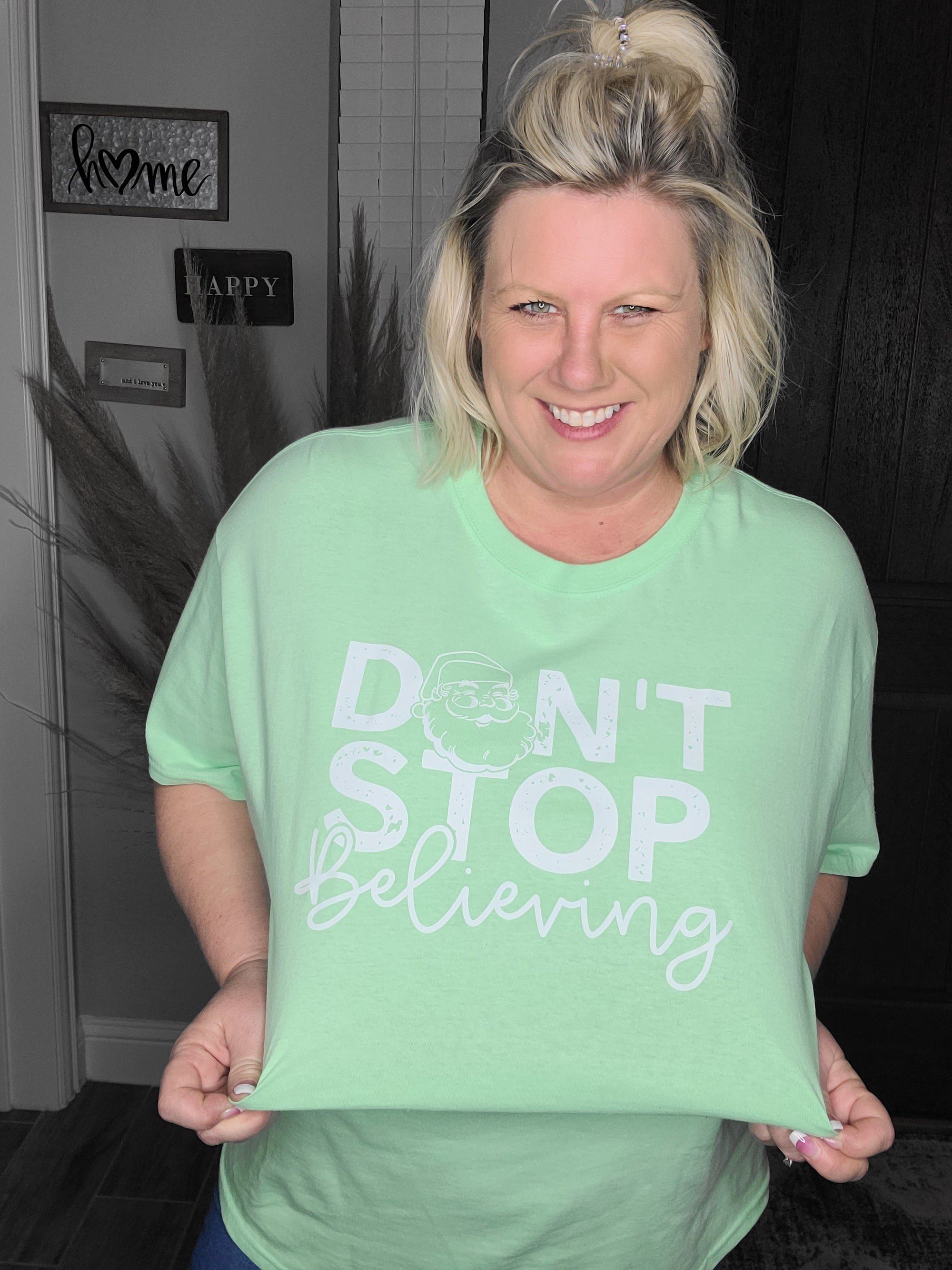 Don't Stop Believing Lime Tee